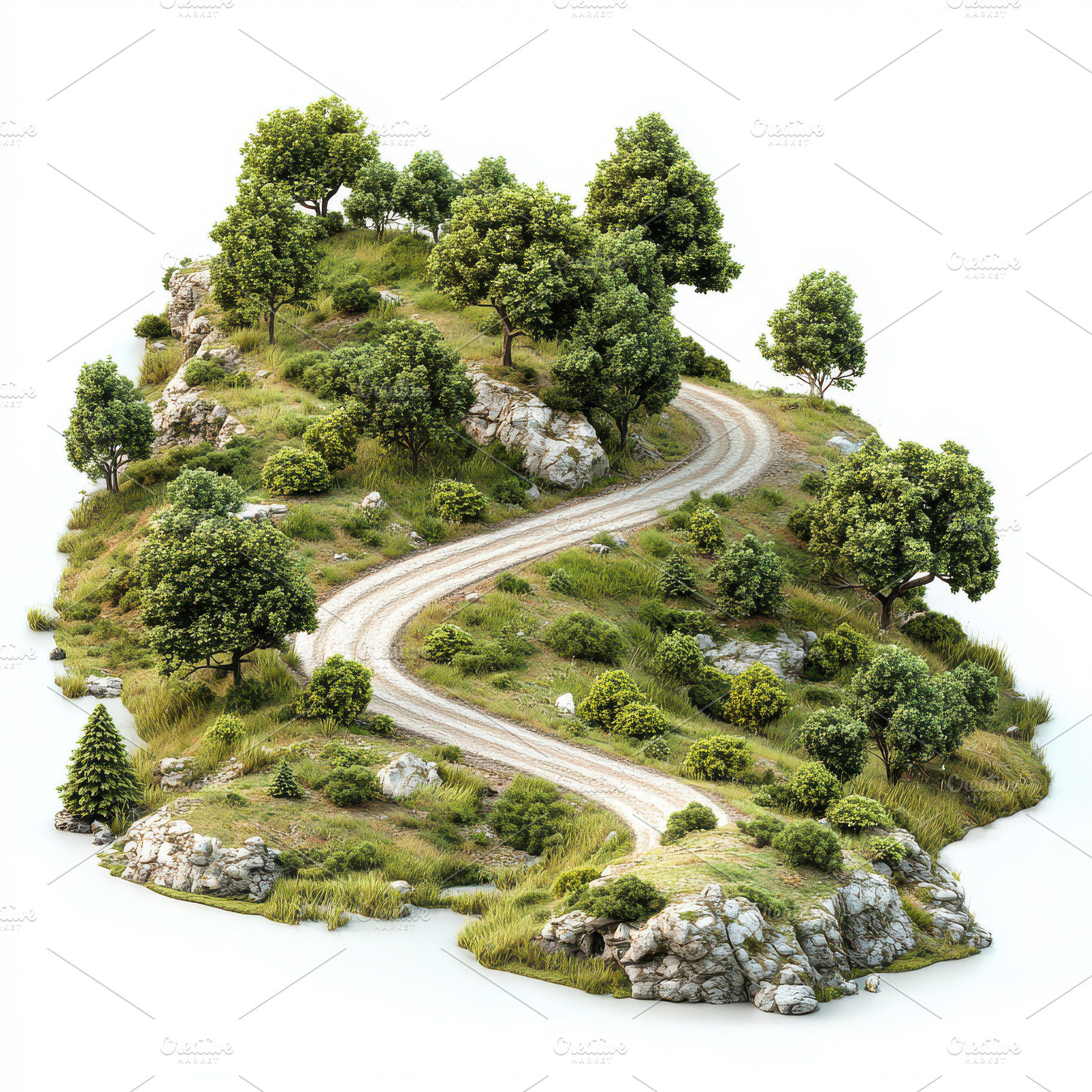 Winding road through a green island, a Background Photo by Pixeness