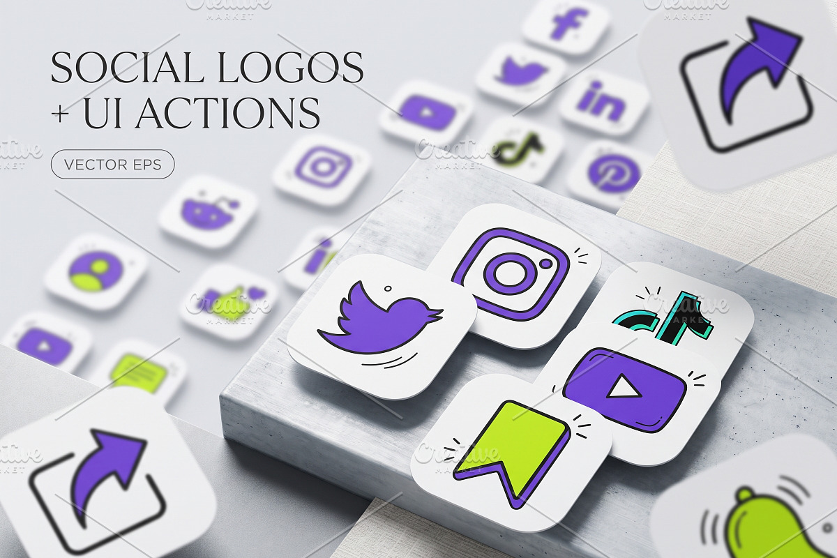 Social Media UI Icon EPS Bundle, a Technology Illustration by NH graphic (Photo 3 of 3)