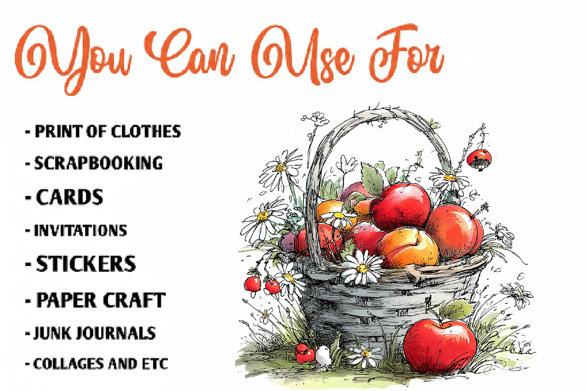 Summer Fruit Basket Clipart, an Illustration by CreationArt (Photo 2 of 7)