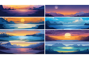 Ocean coast cartoon vector, an Illustration by Onyx