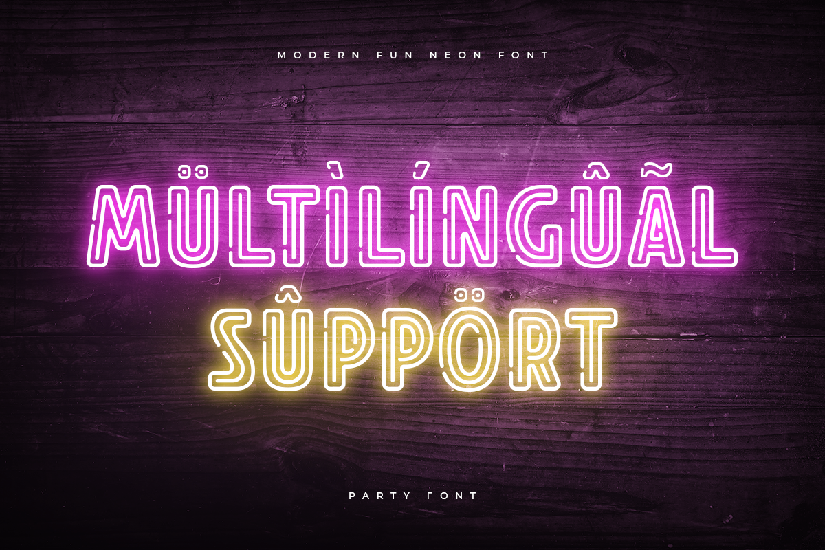 Party - Modern Fun Neon Font, a Sans Serif Font by Hamz Studio (Photo 11 of 16)