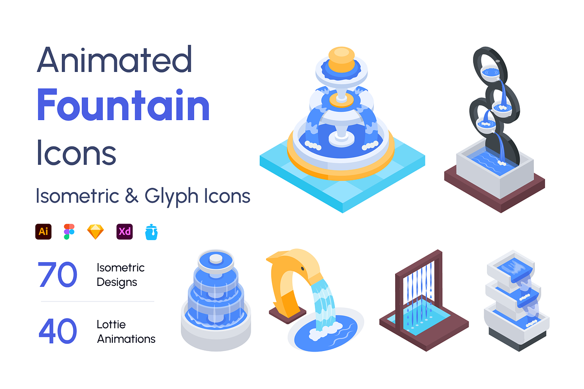 Animated Isometric Fountain Icons, a Duotone Icon by Vectors Market (Photo 1 of 9)
