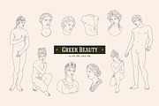 10 Greek Beauty Sculptures Set, a Person Illustration by helenreveur (Thumbnail 1 of 2)