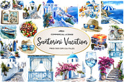 Summer Santorini Vacation Clipart, an Illustration by CreationArt (Thumbnail 1 of 5)