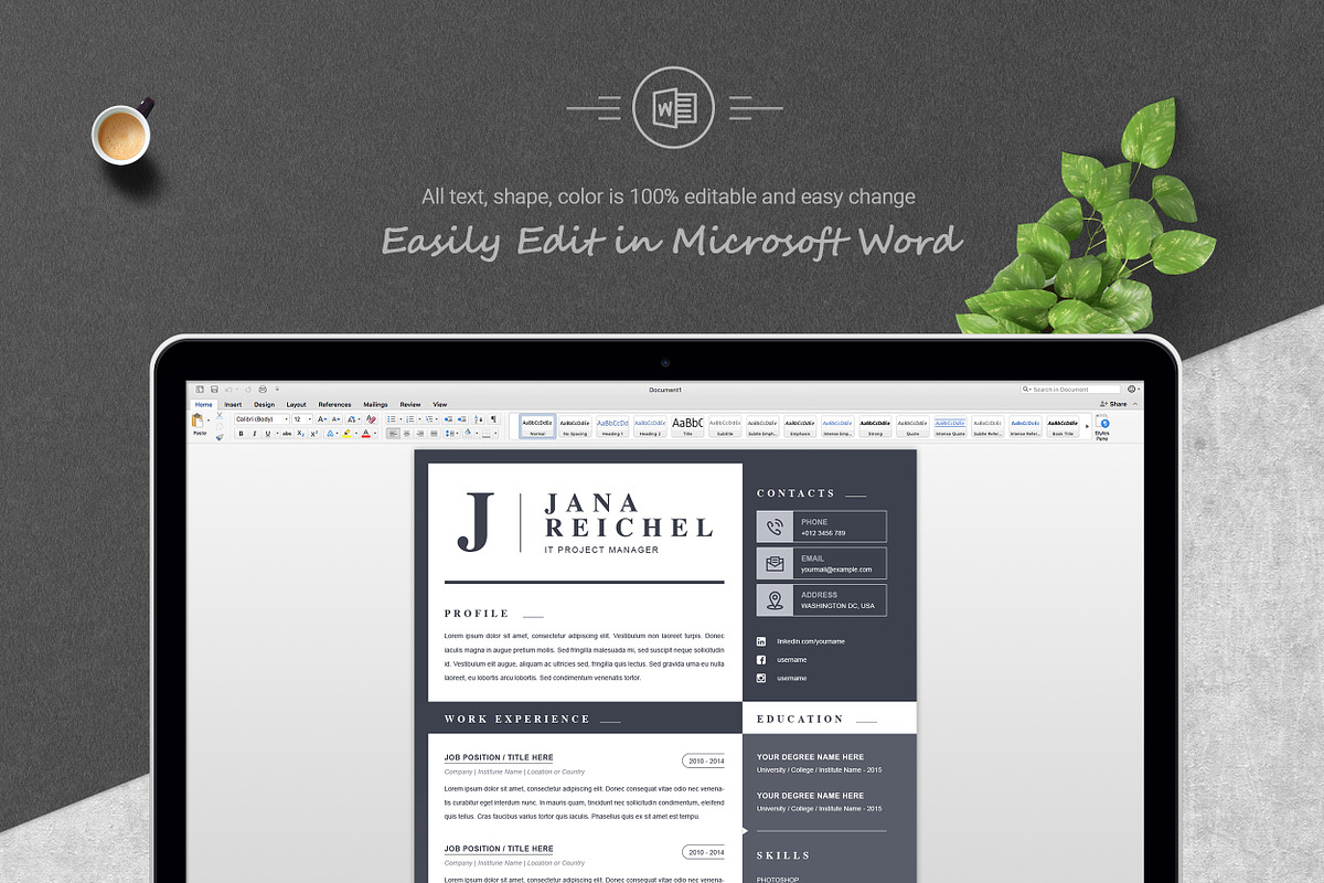 Professional Resume Template, a Resume Template by ResumeInventor (Photo 4 of 5)