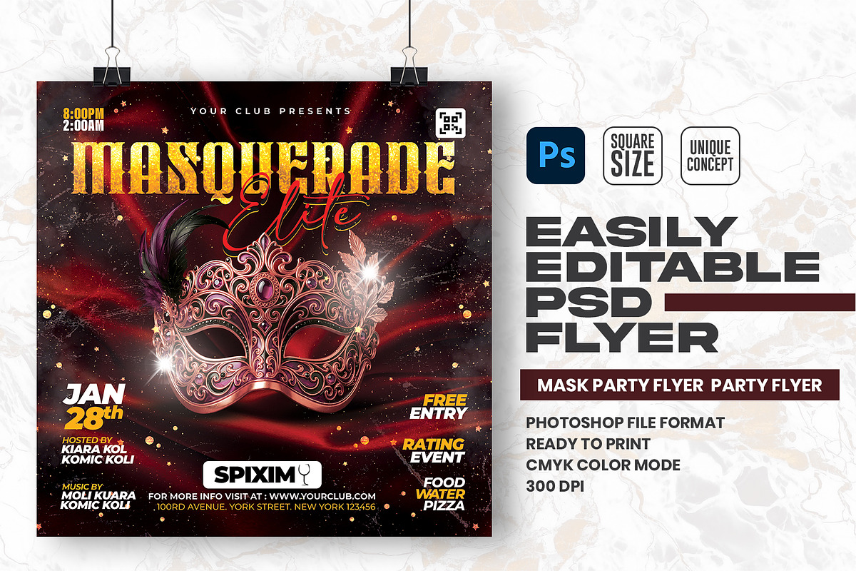 Mask Party Flyer Design Template, a Flyer Template by Shajib Shikder (Photo 1 of 2)