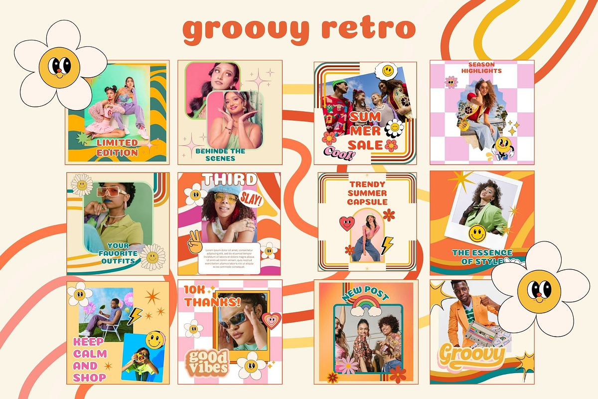 GROOVY RETRO  / Social Media Pack, a Social Media Template by TatianaBannikova (Photo 4 of 7)