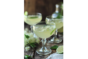 Sparkling elderflower cocktails with, a Food & Drink Photo by Lermont51