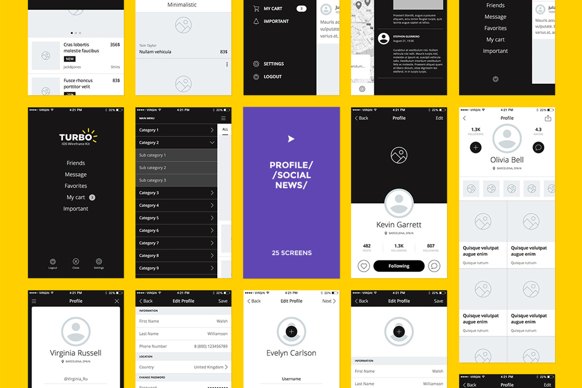 TURBO iOS Wireframe Kit, a Wireframe Template by Just UI (Photo 7 of 11)