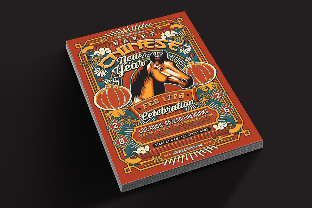 Red Chinese New Year Year Of The Hor, a Flyer Template by Muhamad Iqbal hidayat (Photo 4 of 4)