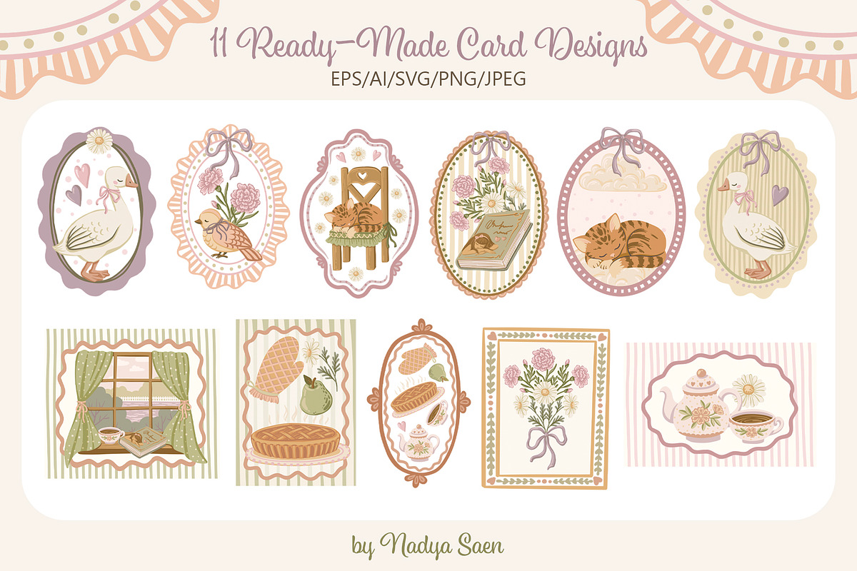 Coquette Cottage Hand Drawn Vector, an Object Graphic by Nadya Saen Art (Photo 4 of 10)