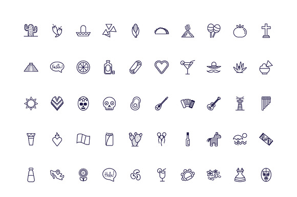 Mexico Culture Line Icons Set preview 2