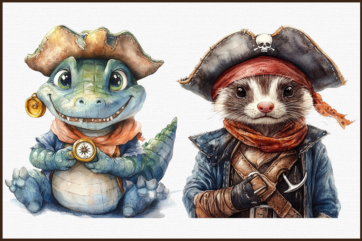 Cute Pirate Animals Clipart Pirate P, an Illustration by Sublimation Artist (Photo 3 of 6)