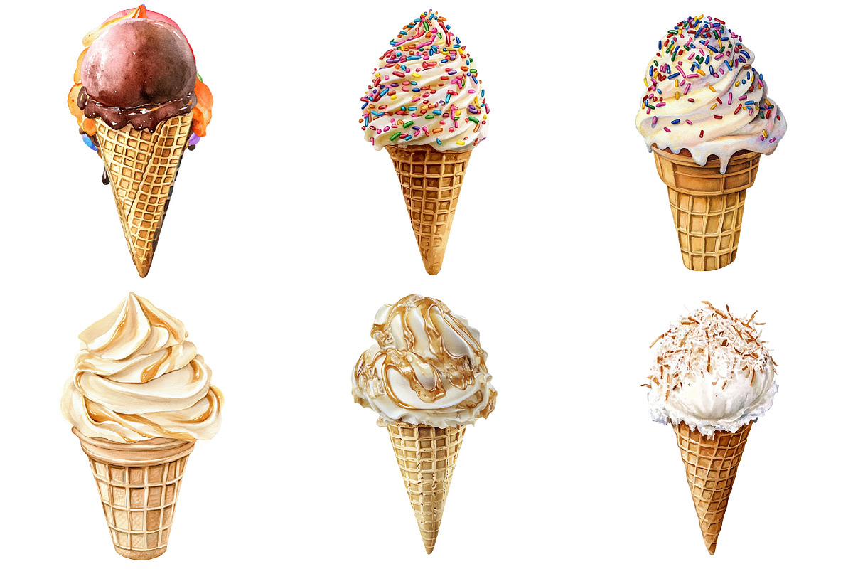 Summer Ice Cream Cones Clipart, an Illustration by Pixels.Craft (Photo 4 of 6)
