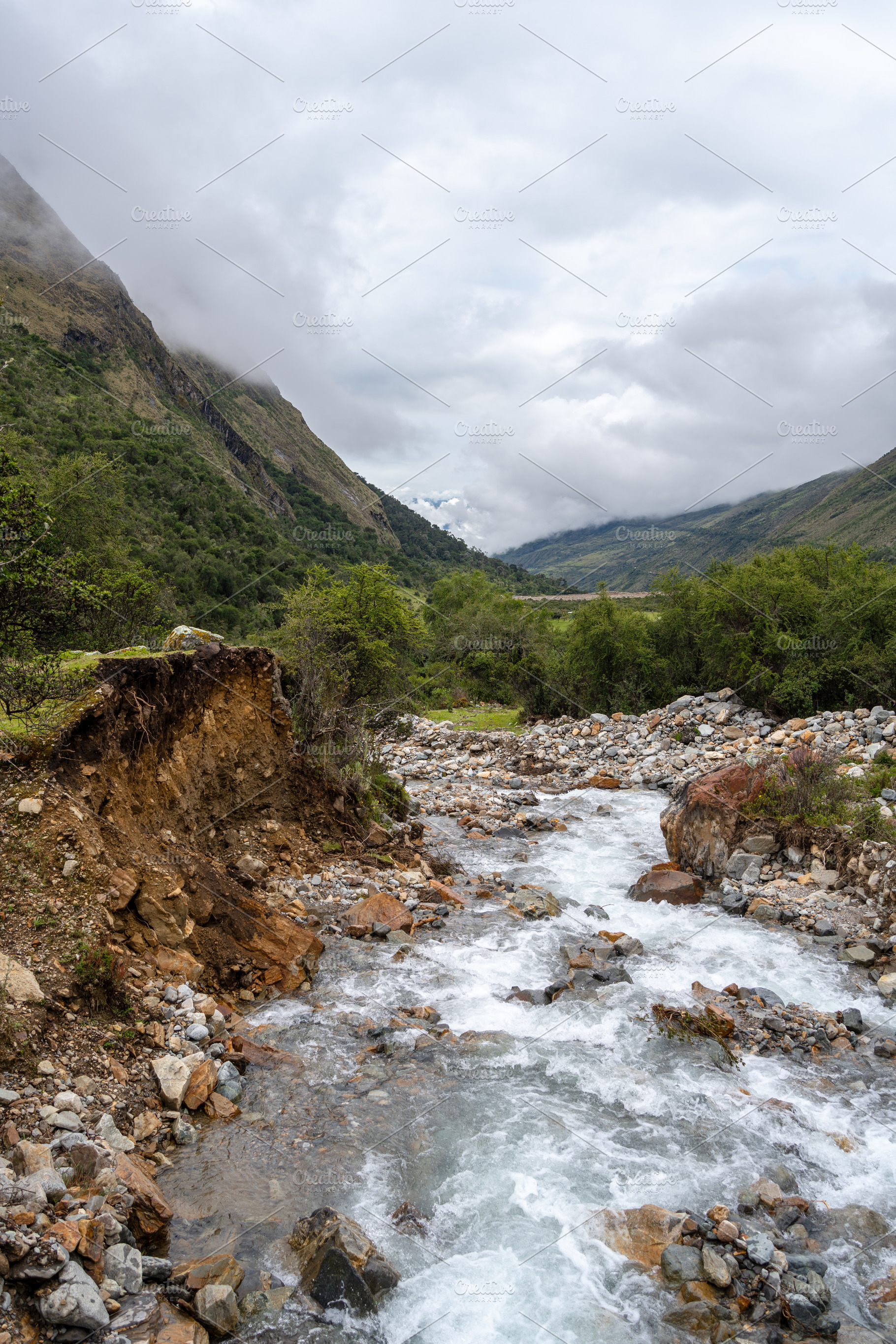 River flowing through the Humantay Lake trek in the Peruvian And, a Nature Photo by GoodGoods