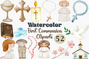 Watercolor First Communion Clipart, an Illustration by CropUp Creative (Thumbnail 1 of 4)