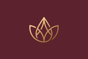 Lotus Icon Logo Gold Nature Beauty, a Branding & Logo Template by Signatoro