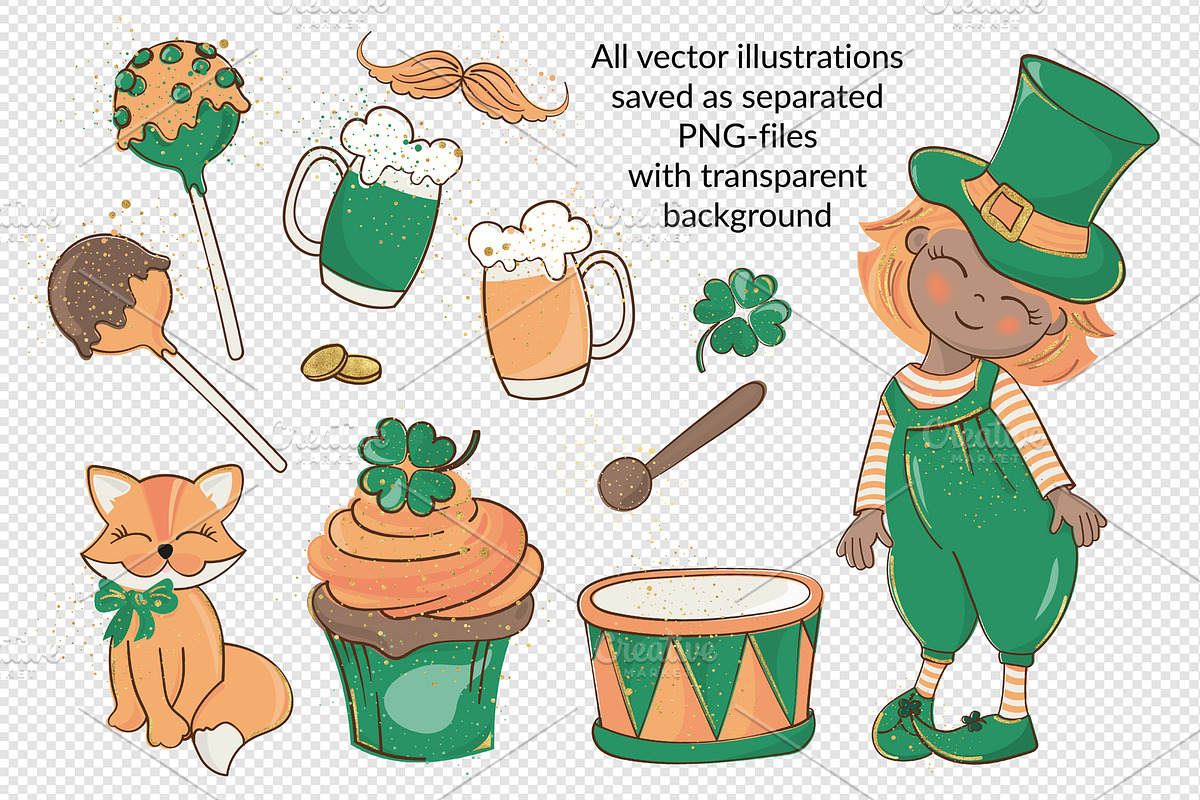 ST. PATRICK DAY Vector Illustration, a Decorative Illustration by FARAWAYKINGDOM (Photo 3 of 7)