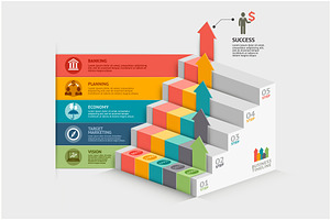 3D Business Staircase Infographics, a Finance Illustration by Graphixmania