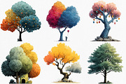 Watercolor Quirky Tree Clipart, an Illustration by Canvas Craft (Thumbnail 3 of 8)