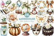 Brown Halloween & White Roses Clipar, an Illustration by CreationArt (Thumbnail 1 of 5)