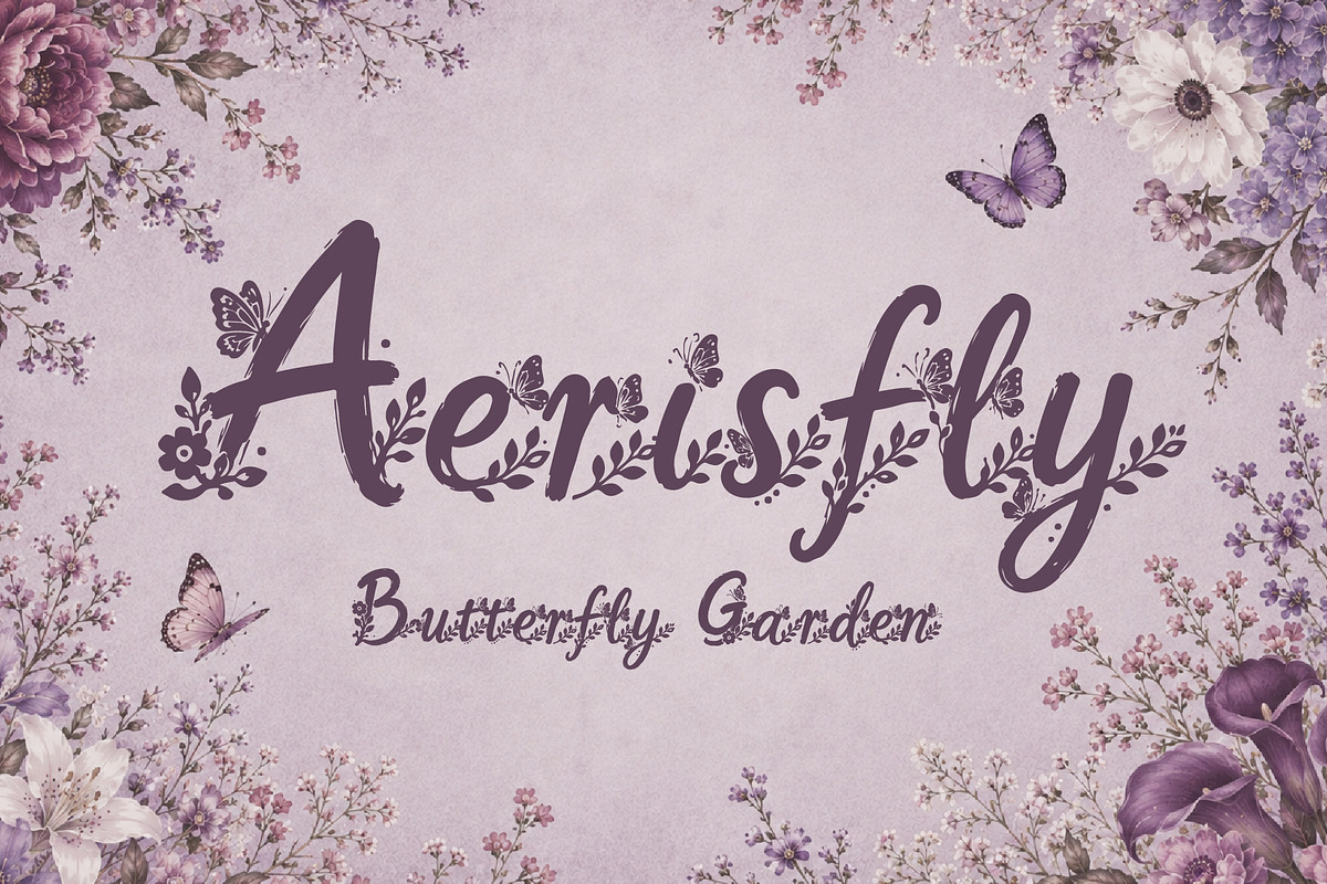 Aerisfly - Butterflies & Floral, a Script Font by HypeWorksCo (Photo 1 of 17)