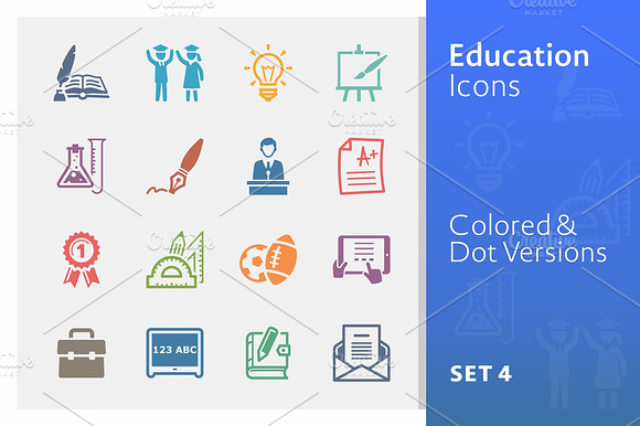 Education Icons Set 4 Colored
