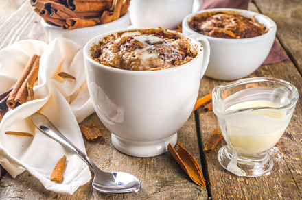 Cinnabon cake in mug featuring cinnabon, cinnamon roll, and cinnamon, a Food & Drink Photo by Rimma
