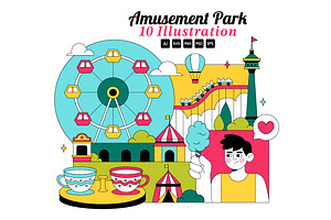 10 Amusement Park Illustration, a Decorative Illustration by denayunebgt