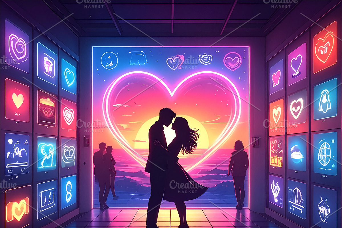 Futuristic love concepts illustration, a Decorative Illustration by DanFLCreativo