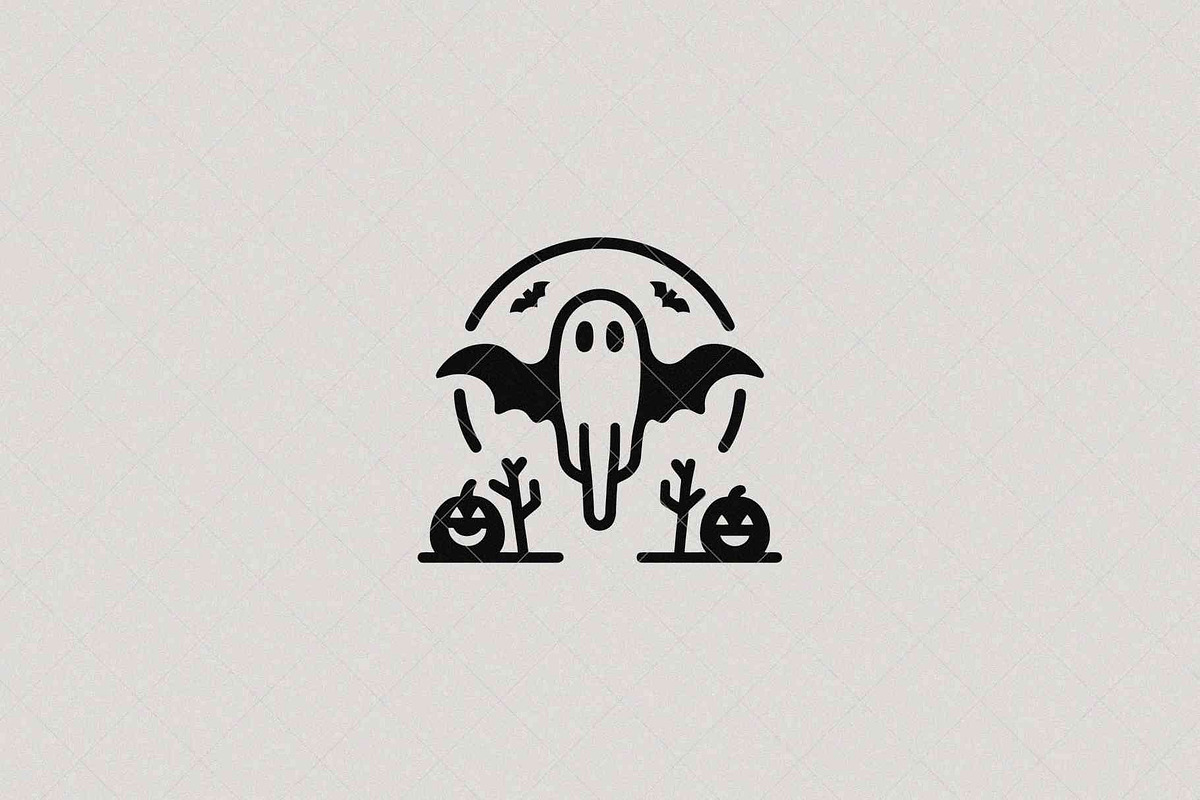 Spooky Ghost Emblem Halloween, a Seasonal Illustration by Vectorium Studio (Photo 1 of 3)