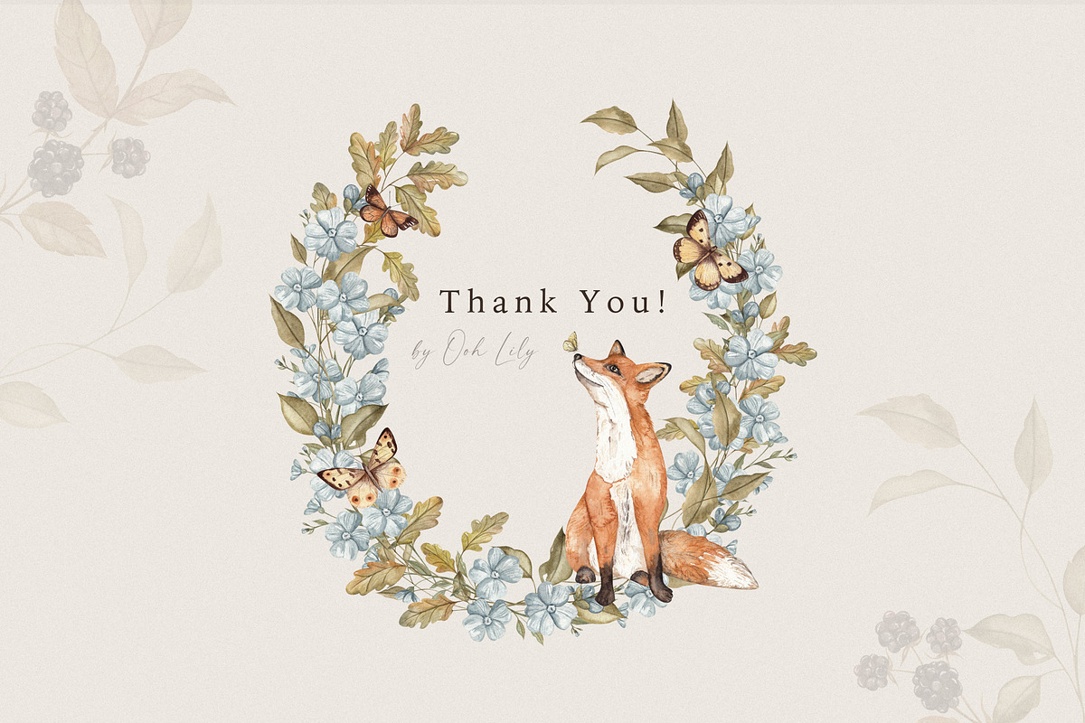Vintage Forest. Watercolor clipart, an Animal Illustration by Ooh Lily (Photo 22 of 22)