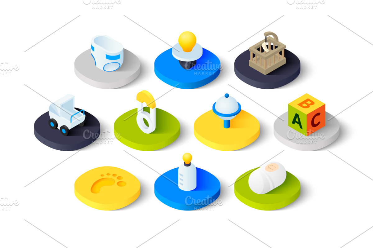 Isometric icons - Baby and Childhood, an Icon by sidmaydesign (Photo 3 of 3)