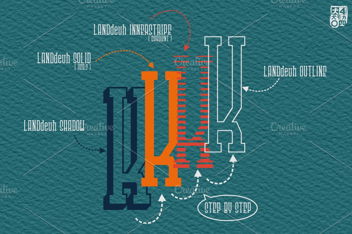LANDdeuh (Layered font Family) preview 2