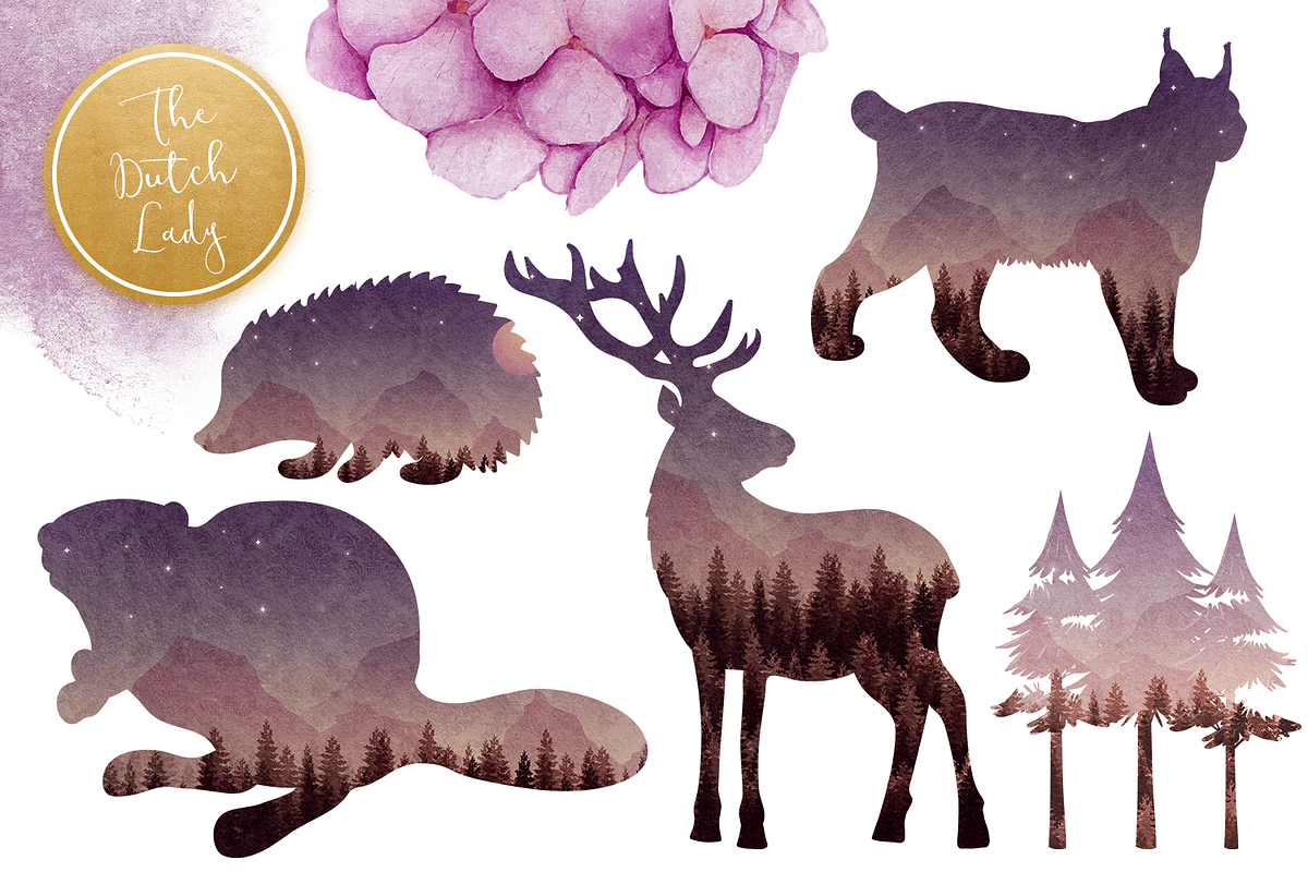 Forest Nighttime Clipart Set, an Illustration by The Dutch Lady Designs (Photo 6 of 6)