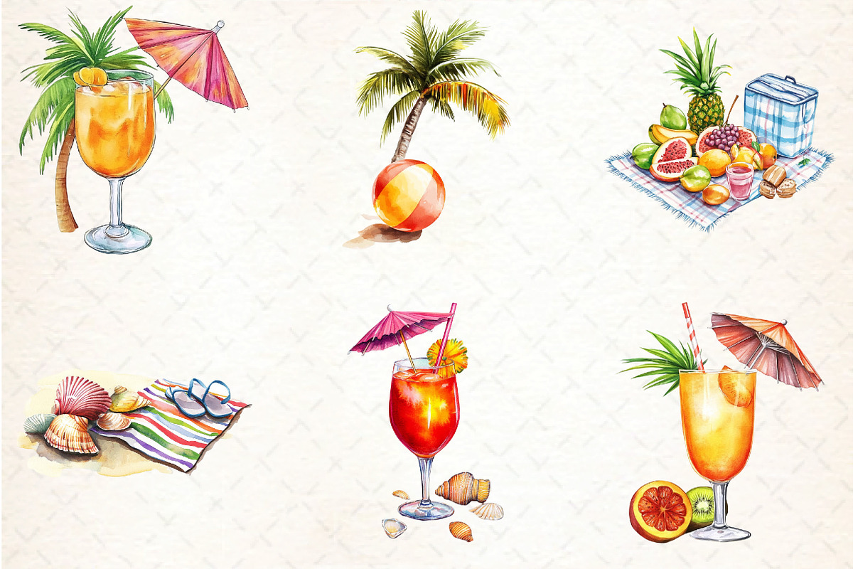 Beach Holiday Summer Clipart, an Illustration by DreamCafeArt (Photo 3 of 4)
