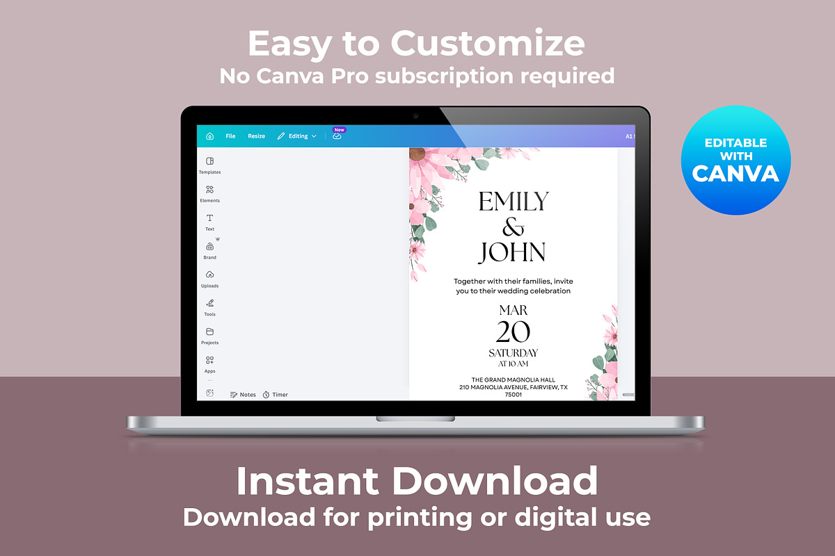 Wedding Invitation Canva Template, a Card Template by M9 Design (Photo 4 of 5)