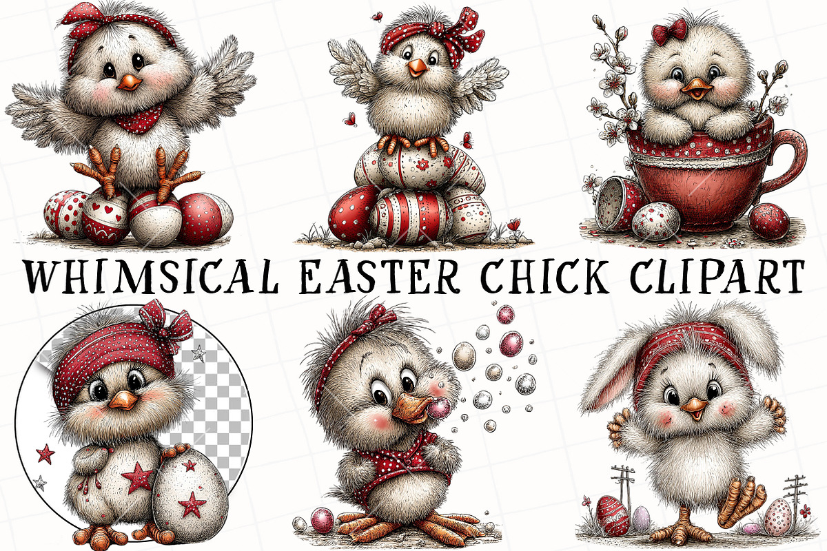 Whimsical Easter Chick Clipart, an Illustration by OK Design (Photo 2 of 6)