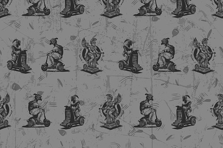 Birdman in Scooter, a Pattern Graphic by AAN Seamless Shop