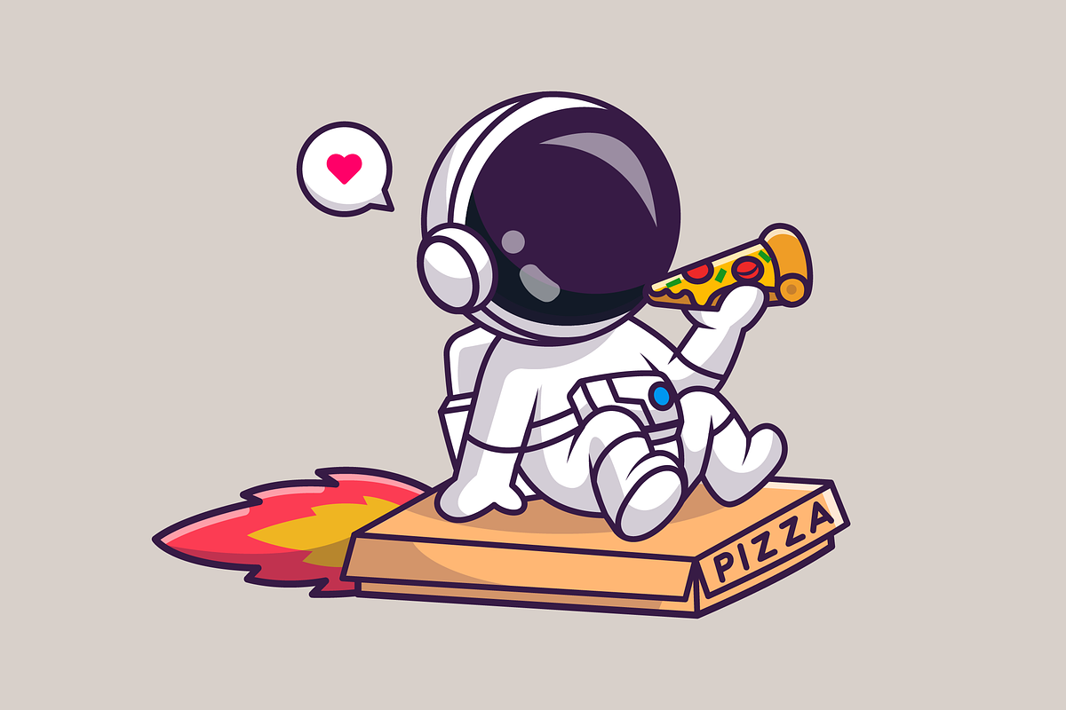 Cute Astronaut Riding Pizza Box, a Food Illustration by Catalyst Labs (Photo 2 of 3)