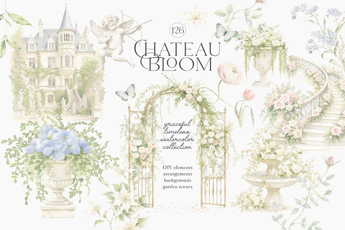 Chateau Bloom-English Garden Clipart, an Object Illustration by studioequinox (Photo 1 of 15)