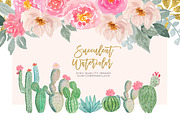 Watercolor cactus floral clip art, an Illustration by Sunflower Day Love (Thumbnail 1 of 4)