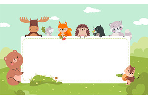 Childish empty banner with animals, an Animal Illustration by Valerie Bodnar