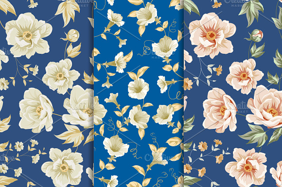 8 Best Vintage Floral Patterns Set preview 4