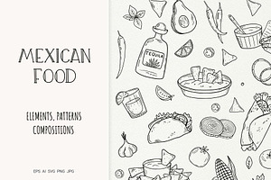 Mexican Food Line Art Set, a Food Illustration by Irina Ostapenko