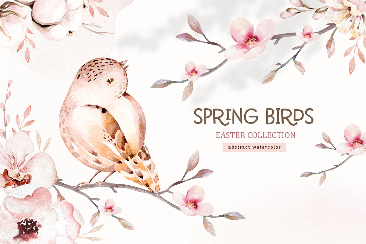 Watercolor spring birds collection, an Animal Illustration by Peace ART (Photo 1 of 12)