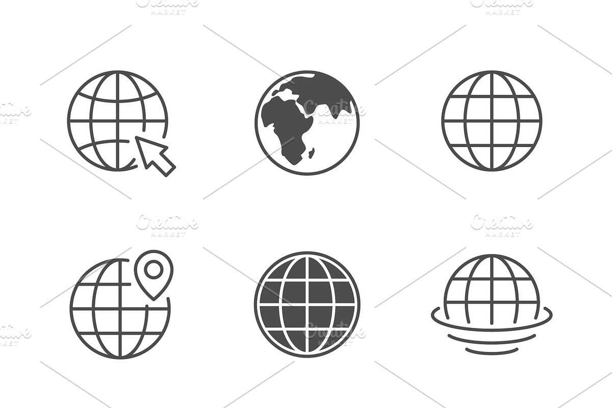 Set icons of globe or planet earth, an Outline Icon by motorama (Photo 1 of 2)