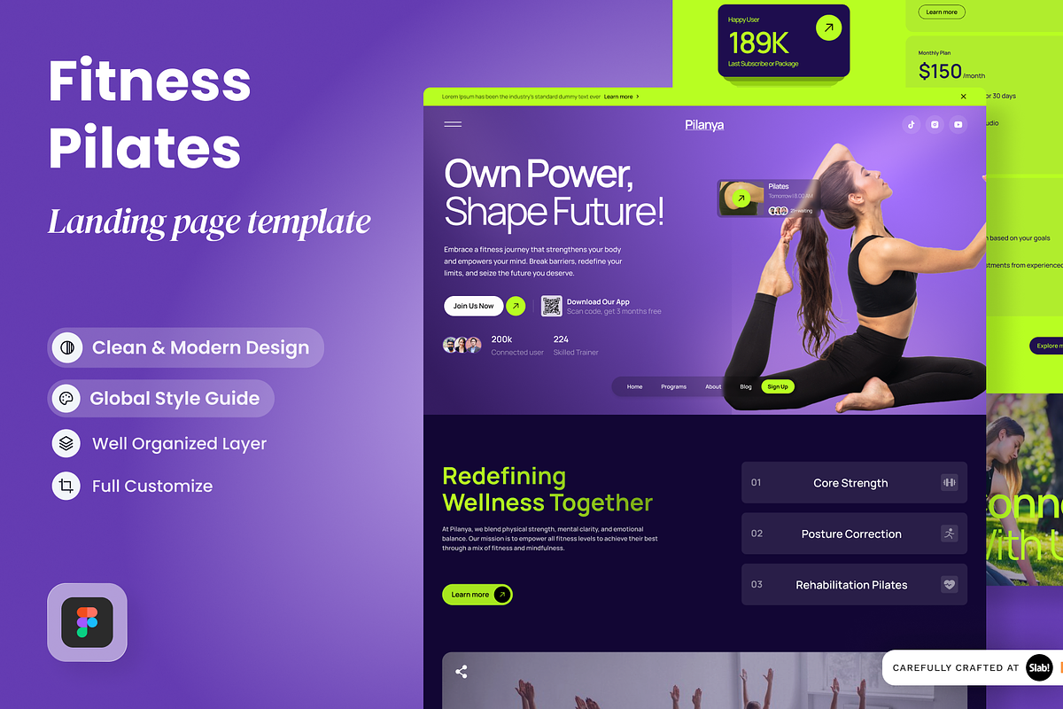 Fitness Pilates Landing Page, a Landing Page Template by SLAB! Design (Photo 1 of 4)