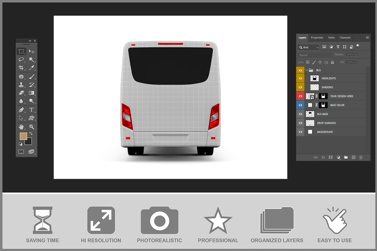 Bus Mockup - Back View, an Advertising Mockup by Bruno's Shop (Photo 3 of 4)