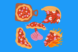 Blue Pizza Box Illustration, a Food Illustration by graphicook